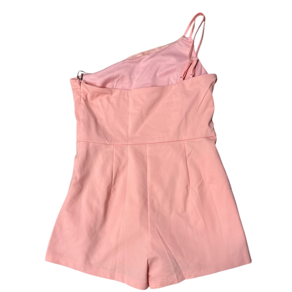 NWT Superdown Ramona Pink One Shoulder Romper Double Strap Mini Jumpsuit L - Picture 4 of 5